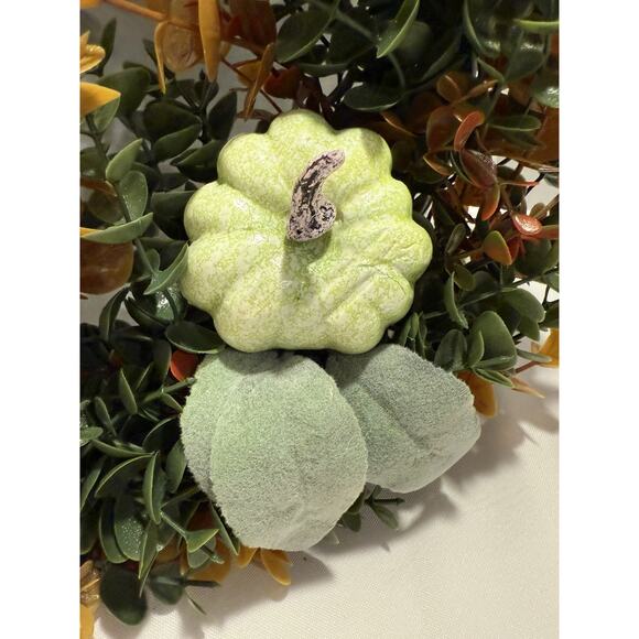 Pumpkin, Eucalyptus, Flower Wreath Farmhouse Decor Thanksgiving Autumn Party - Picture 6 of 11